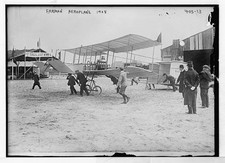 Photo:Farman Aeroplane 1908 biplane airfield ground crew aviation photo picture