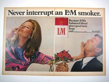 Vintage L&M Cigarettes Print Ad 1960s MOD Fashion  Psychedelic Dress 2 Page picture