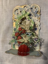 Vintage German Pop-Up Valentine To Be My Valentine W/Roses Doves 6“ X 4“ picture
