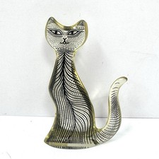 Vintage MCM Abraham Palatnik Lucite Cat Sculpture 4” Stylized Op Art Brazil EUC picture