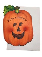 Vintage Ambassador Halloween Greeting Card Jack-o-lantern Pumpkin For You picture
