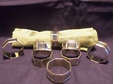 8 Silver Chrome Ridged Octagon Napkin Rings Nice picture