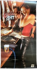 Rare Coors Lite Sexy Brunette Red Top Leather Pants Recording Studio Beer Poster picture