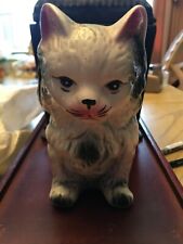 VINTAGE CERAMIC CAT KITTEN PLANTER FIGURINE Marked with bell numbers Midcentury  picture