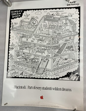 RARE VINTAGE Apple BONGO'S DREAM DORM Matt Groening Computer Humor POSTER 1989 picture