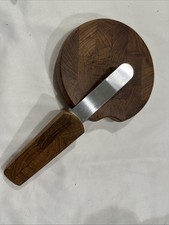 MCM Dansk Staved Teak Mini Cheese Board w Knife by Jens Quistgaard picture