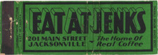 Eat At Jenks Jacksonville FL Vintage Matchbook Cover 1950s-60s picture