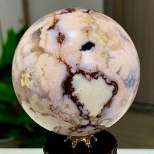 443G Natural Sakura Flower Agate QUARTZ Sphere Crystal Ball Reiki Healing picture