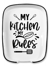Funny My Kitchen My Rules Spoon Rest, Ceramic Spoon Rest for Stove Top Large ... picture