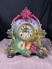 Antique 1895 Ansonia La Bertagne Porcelain Royal Bonn Mantle Clock Fully Restore picture