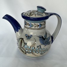 VTG Ken Edwards KE Tonala Mexico Hand Painted Bird Flower Teapot 7” picture