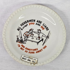 Vintage Souvenir Dish Trinket Tray All Fishermen are Liars Funny Joke (A8) picture