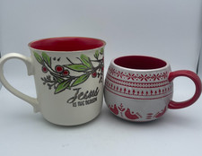Jesus Is The Reason For The Season Spectrum Mug Nordic Fair Isle  S/2 Cups B84 picture