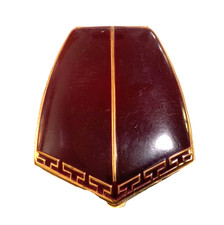 Elgin Mid-Century Vintage Compact Greek Key Design beautiful. Dark Eggplant NB16 picture