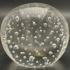 Norleans Hand Blown Round Controlled Bubble Art Glass Paperweight Japan 3.25