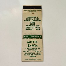 Motel Er-Win Naples-On-The-Gulf FL Vintage Matchbook Cover TMB76-4 picture