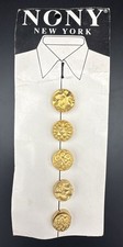 Vintage NONY New York Gold Tone Button Covers Set of 5 on Original Card #2687 picture