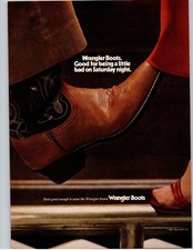 Vintage 1981 Wrangler Cowboy Boots Print Ad Leather Western Footwear Wall Art picture