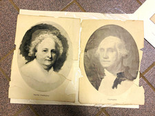 Pair Antique 1903 George & Martha Washington Prints Perry Mason Co Boston Mass picture