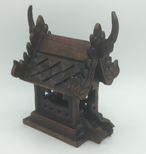 Thai Mini Spirit House Handmade Teak Wood Buddhism Guardian Good Luck Prosperity picture