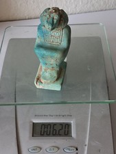 Vintage 1930s Egyptian Revival Turquoise Blue Glazed Duamutef Jackal Ushabti 4