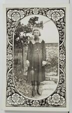 RPPC Girl Short Bangs Art Nouveau Masked Border c1919 Real Photo Postcard P9 picture