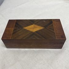 RARE VTG ANTIQUE CHICKASAW MFG CO INLAYED WOOD MARQUETRY VANITY JEWELRY BOX USA picture