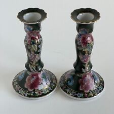 Vintage Frederick Cooper Porcelain Candlesticks Beautiful Hand Painted Floral picture