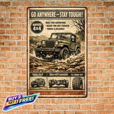 Willys Jeep 1946 Auto Ad Metal Aluminum Reproduction Wall Plaque Vintage picture