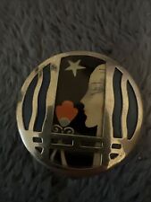 1928 Karess Art Deco Powder Compact Woman Woodworth Celluloid Silver Plate picture