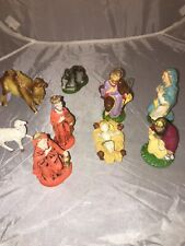 VINTAGE Italy NATIVITY SET, hand painted, 10piece, Chalk ware , ca 1950's  D14 picture