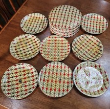 Vtg Alfred Knobler Paper Mache Coasters Alcohol Proof Japan boxed Round Set of 8 picture