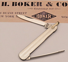 Vintage HEINR BOKER SOLINGEN Watch Fob Lobster Penknife Patterned Metal Handles picture