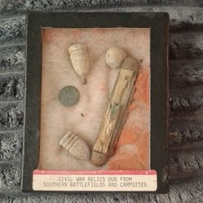 Vintage Civil War Relic Display Box - 100% Complete 5-Piece Dug Set - Southern picture