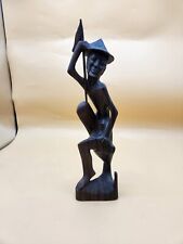 Vintage Bali Carved Wood Balinese Man Sitting Catching Fish picture