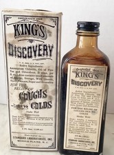 Vtg Dr King’s Discovery Cough Medicine Bottle Box Chloroform w/Contents picture