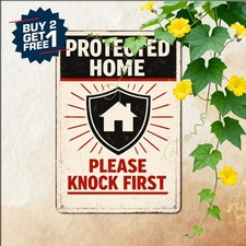 Protected By Tiger Metal Sign Funny Home Defense Aluminum Wall Plaque picture