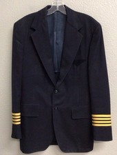 Vintage 1970s TWA Pilot Uniform Jacket Blue Hart Shaffer Marx Mens Size 42R picture