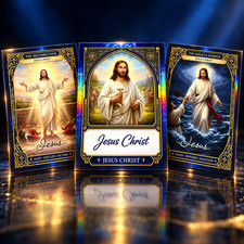 RARE JESUS CHRIST RELIGIOUS TRADING CARDS LOT OF 3 RESURRECTION MIRACLE WORKER picture