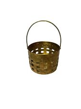 Brass Basket W Handle  Trinkets Or Planter T8 picture