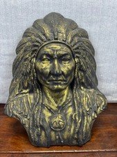 Vintage Universal Statuary 1980 Native American Chief Bust Bronze Gold 12