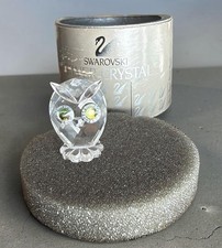 Swarovski Crystal Mini Owl Figurine 010014 Green Eyes Retired 1979 Box Chips picture