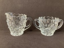 VTG Creamer & Sugar Clear Glass FOSTORIA Line # 2056 American Pattern picture