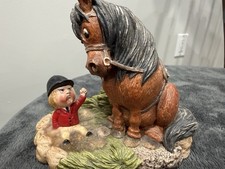 VTG 1984 John Beswick Sculpture Early Bath English Horse Equine Jockey Thelwell picture
