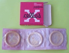 THREE NOS VINTAGE  X CELLO'S  PROPHYLACTICS / CONDOMS / RUBBERS,  A BOX OF 3 picture
