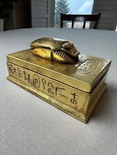 AGI Artisans Guild International Vintage Egyptian Gold Leaf Lidded Scarab Box picture