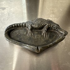 Antique Hand Carved Stone Alligator Desk Dresser Tray Arts & Crafts Style 1920’s picture
