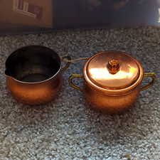 Copper Sugar and Creamer Set with Lid - Sugar Bowl & Creamer Set Jenzo Italy picture