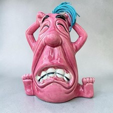 Rare Vtg Kreiss Psycho Ceramics TO HOLD ONE’S HEAD Pink Figure Blue Hair Japan picture