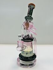 Cheech Bong Glass Waterpipe 12 Inch Tall Recycler Pink green Combination Beauti picture